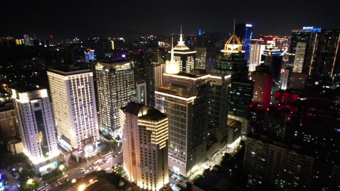 福州城市天际线五四路CBD航拍高楼夜景