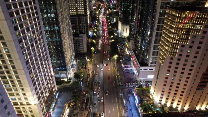福州城市天际线五四路CBD航拍高楼夜景