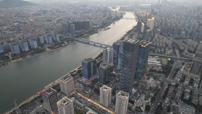福州城市天际线江滨CBD航拍风光