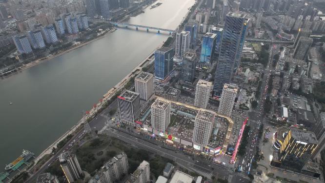 福州城市天际线江滨CBD航拍风光