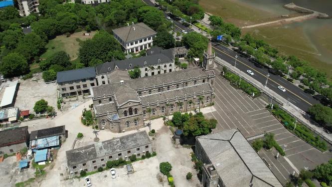 福州泛船浦教堂古建筑风光航拍