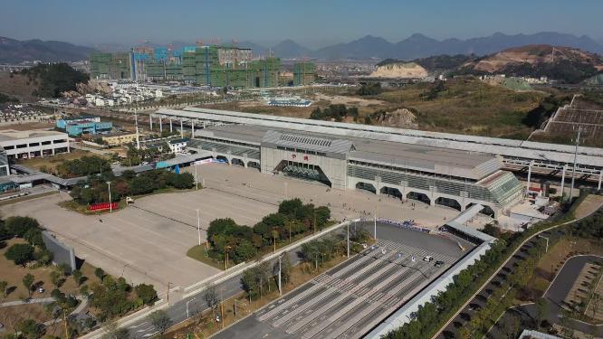 福建宁德市火车站广场城市风光航拍