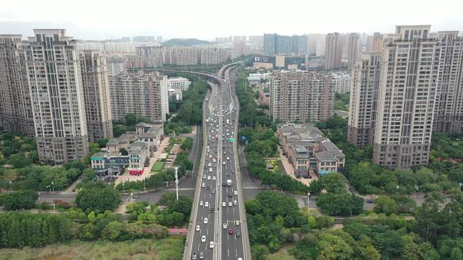 航拍福州市尤溪洲大桥公路交通