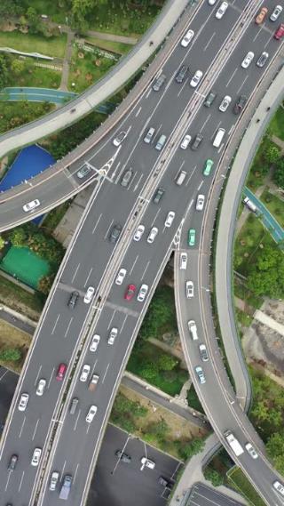 福州城市立交桥公路车流俯瞰