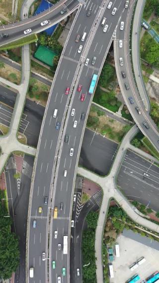 福州城市立交桥公路车流俯瞰