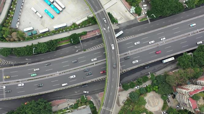 福州城市立交桥公路车流俯瞰