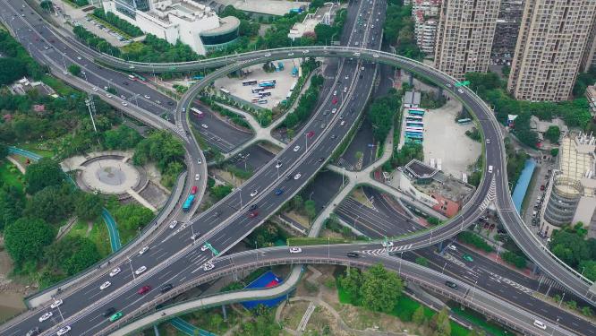 福州城市立交桥公路车流俯瞰