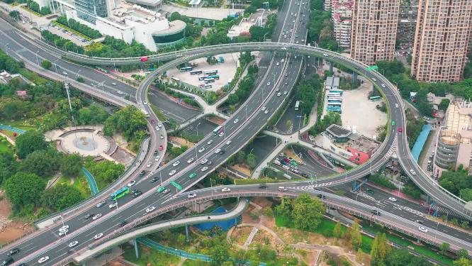 福州城市立交桥公路车流俯瞰