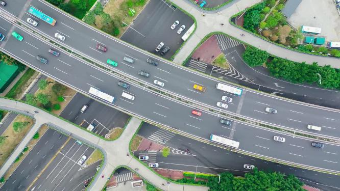 福州城市立交桥公路车流俯瞰