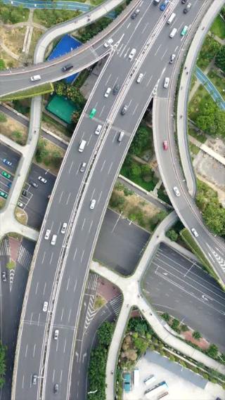 福州城市立交桥公路车流俯瞰