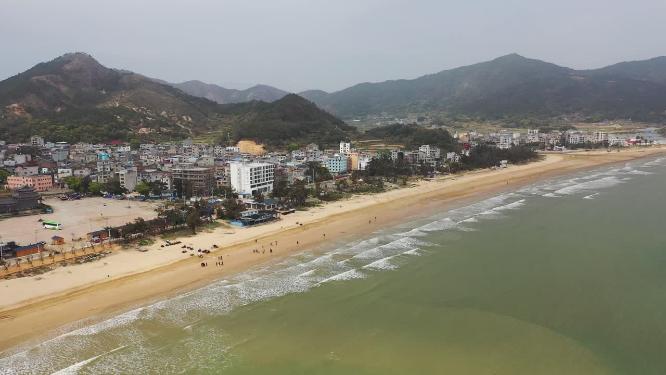 福建宁德霞浦沙滩海岸线自然风光航拍