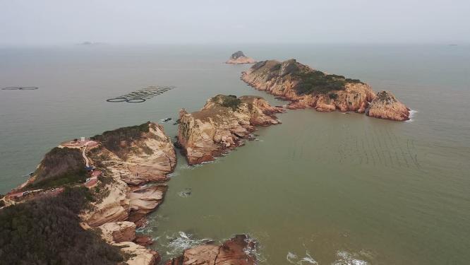 福建宁德霞浦闾峡下尾岛海岸线自然风光航拍
