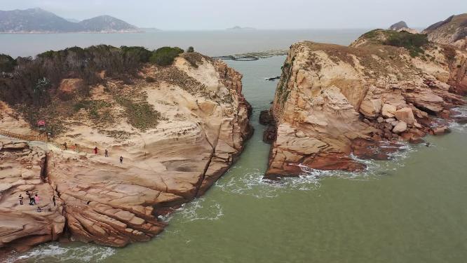 福建宁德霞浦闾峡下尾岛海岸线自然风光航拍