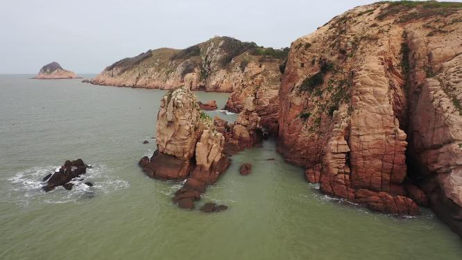 福建宁德霞浦闾峡下尾岛海岸线自然风光航拍