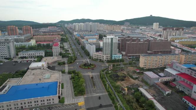 黑龙江抚远市区城市景观航拍
