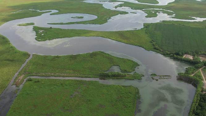 黑龙江抚远三江湿地自然保护区航拍