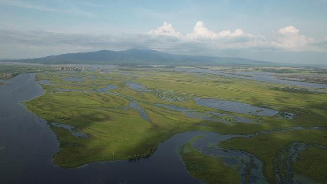 黑龙江抚远三江湿地自然保护区航拍