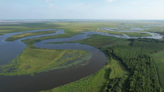黑龙江抚远三江湿地自然保护区航拍