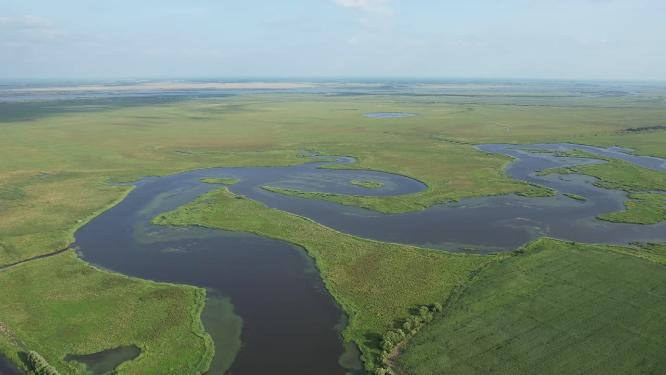 黑龙江抚远三江湿地自然保护区航拍
