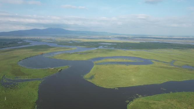 黑龙江抚远三江湿地自然保护区航拍