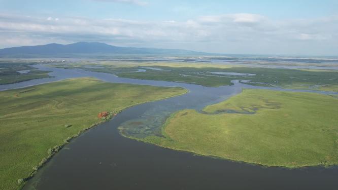 黑龙江抚远三江湿地自然保护区航拍