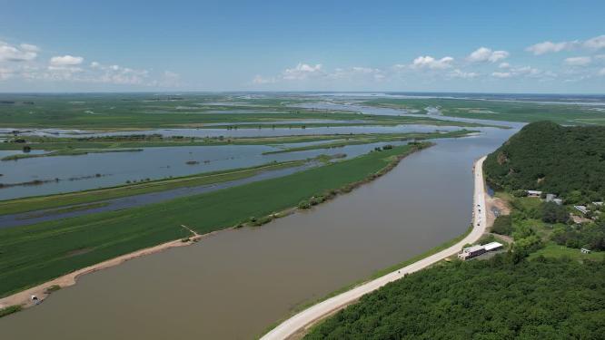 黑龙江抚远大力加湖湿地湖泊自然风光航拍