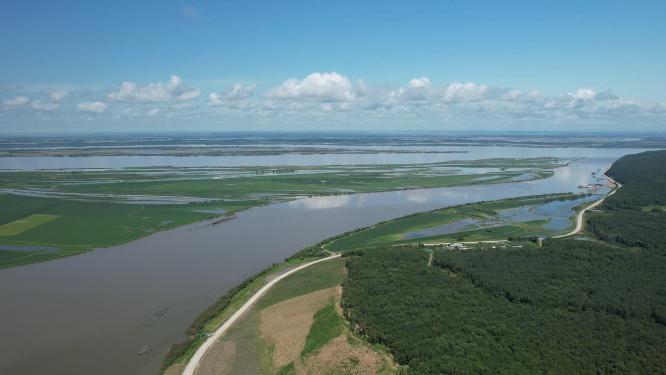 黑龙江抚远大力加湖湿地湖泊自然风光航拍