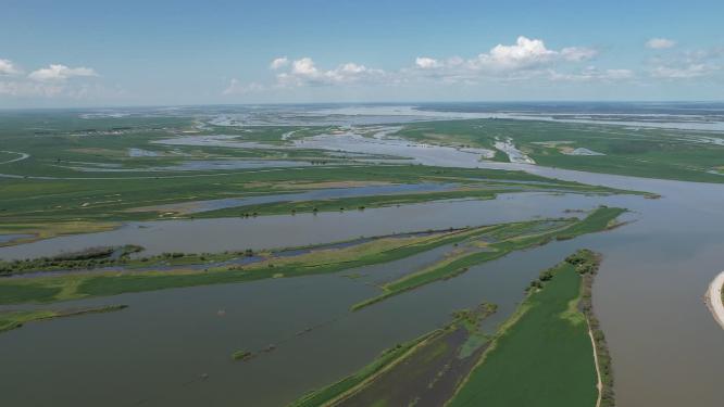 黑龙江抚远大力加湖湿地湖泊自然风光航拍