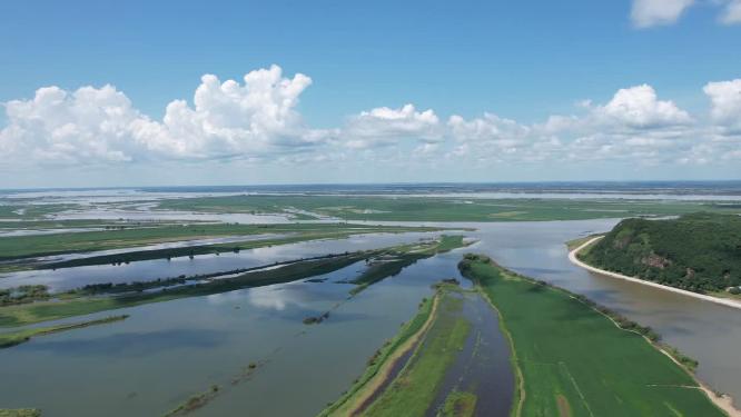 黑龙江抚远大力加湖湿地湖泊自然风光航拍