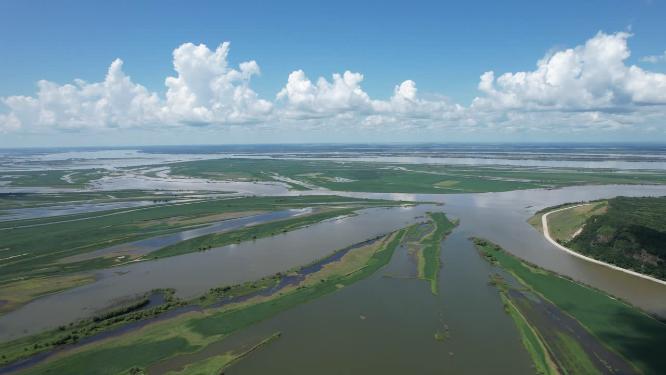 黑龙江抚远大力加湖湿地湖泊自然风光航拍