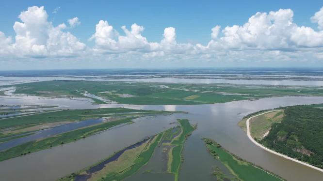 黑龙江抚远大力加湖湿地湖泊自然风光航拍