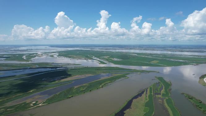 黑龙江抚远大力加湖湿地湖泊自然风光航拍
