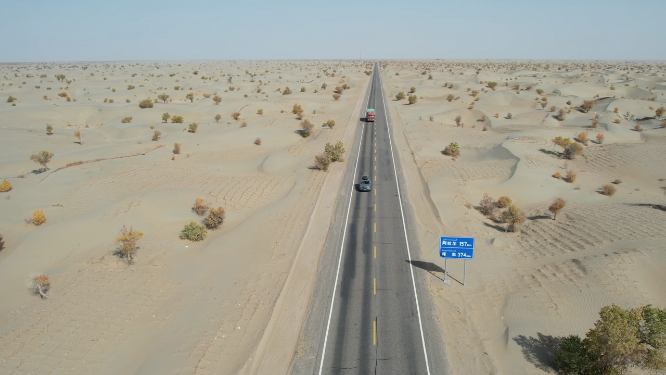 航拍荒漠中的公路