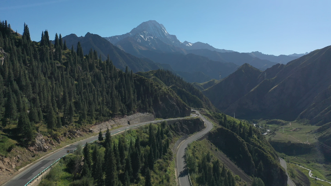 树木茂密的群山和公路