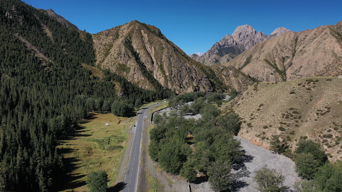 新疆绵延山川中的公路