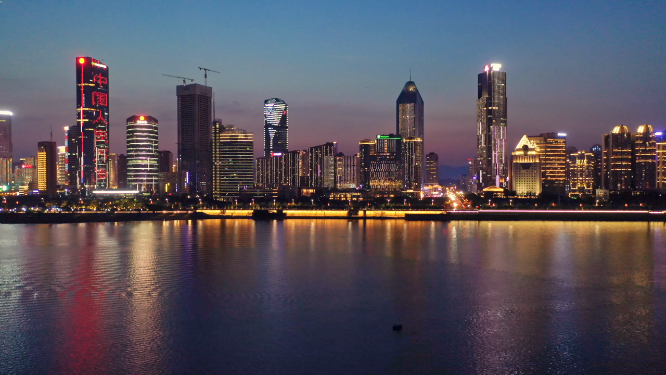 江西南昌红谷滩高楼建筑城市夜景天际线