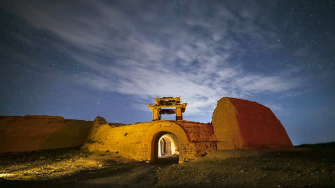 甘肃白银永泰古城银河星空风光延时