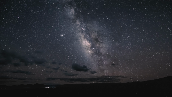 西藏阿里夜晚银河星空自然风光延时