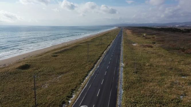 日本北海道函馆海滨公路自然风光航拍