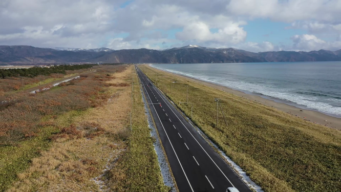 日本北海道函馆海滨公路自然风光航拍