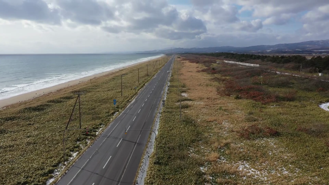 日本北海道函馆海滨公路自然风光航拍