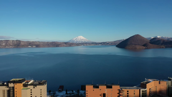 日本北海道洞爷湖自然风光航拍