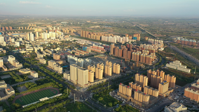 甘肃张掖城市建筑风光航拍
