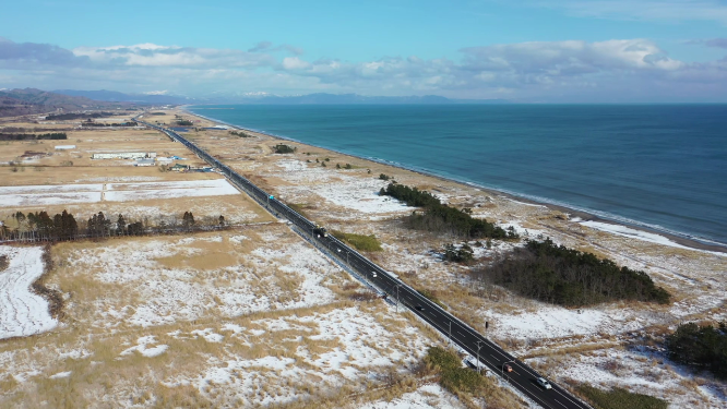 日本北海道海滨公路自然风光航拍