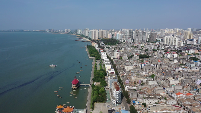 广西北海北部湾外沙岛海港渔港船舶渔业航拍