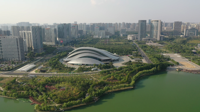 合肥天鹅湖市中心繁华城市天际线高楼风光