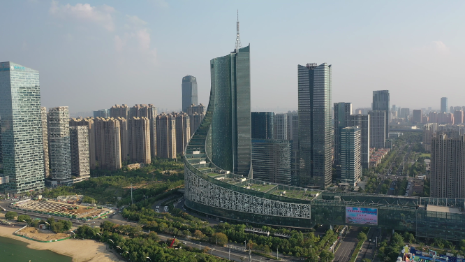 合肥天鹅湖市中心繁华城市天际线高楼风光