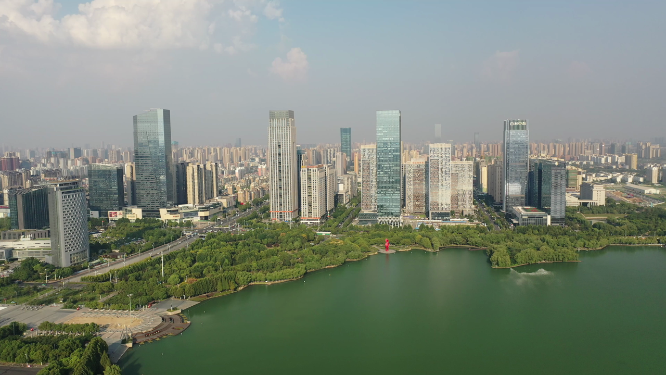 合肥天鹅湖市中心繁华城市天际线高楼风光