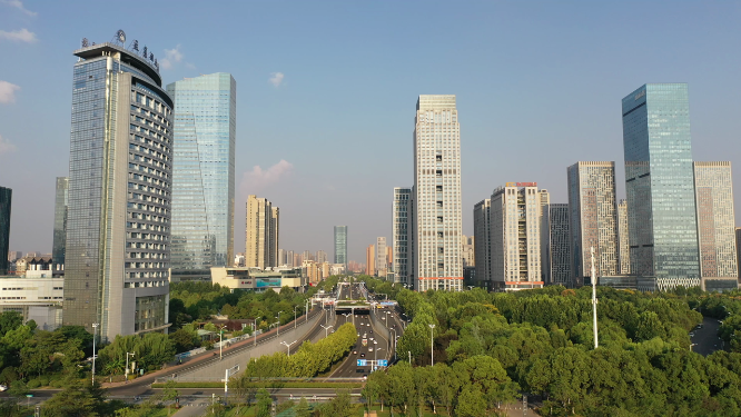 合肥天鹅湖市中心繁华城市天际线高楼风光