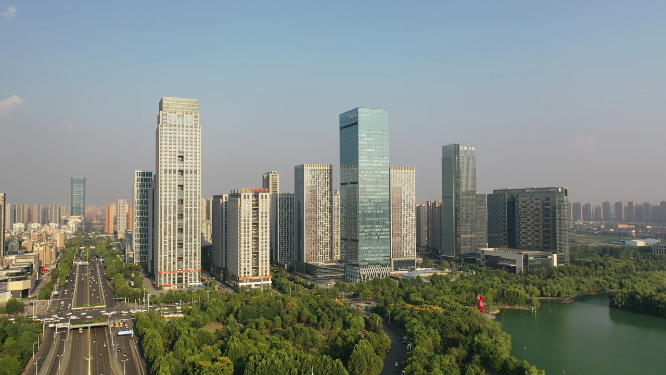 合肥天鹅湖市中心繁华城市天际线高楼风光